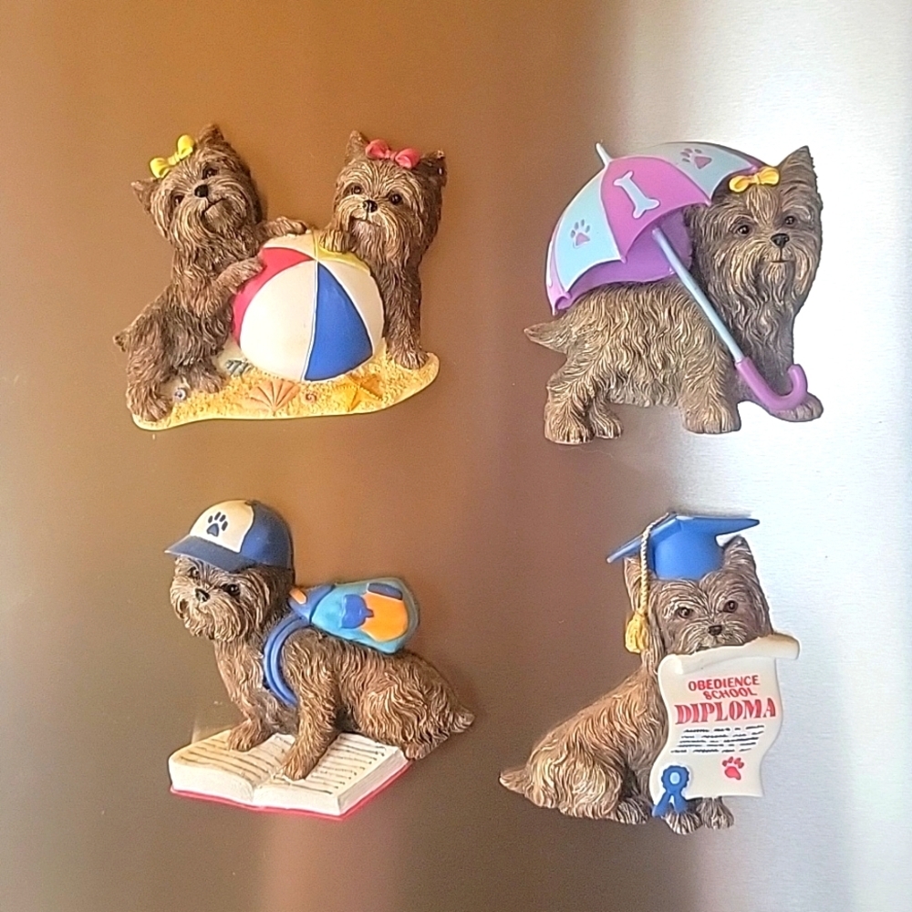 Set of Summertime Yorkshire Terrier Fridge Magnets
